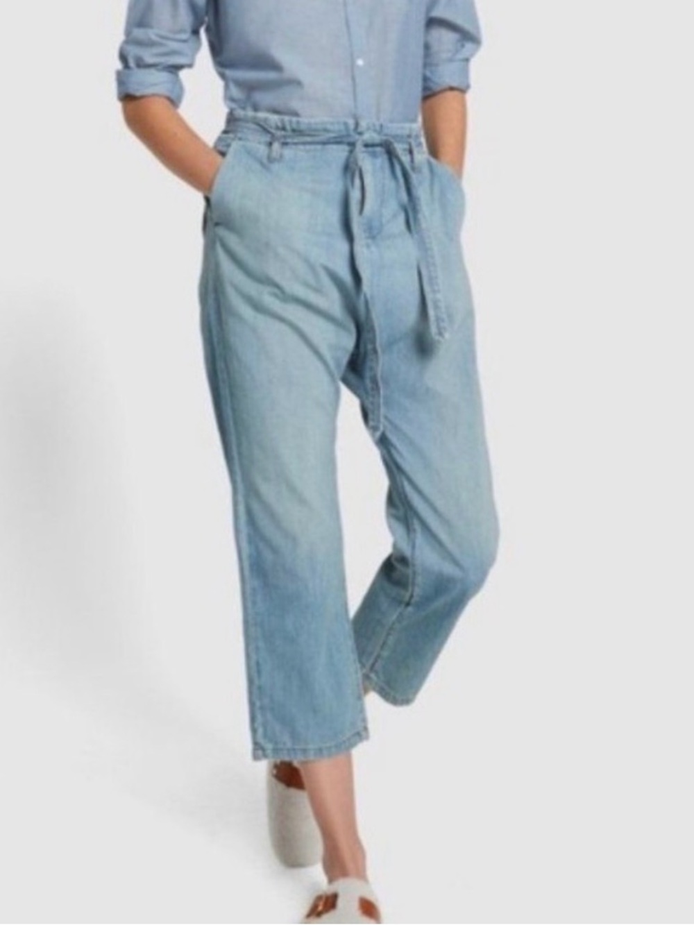 NILI LOTAN Stockholm Paper Bag Jeans Drop Crotch Blue Size 27